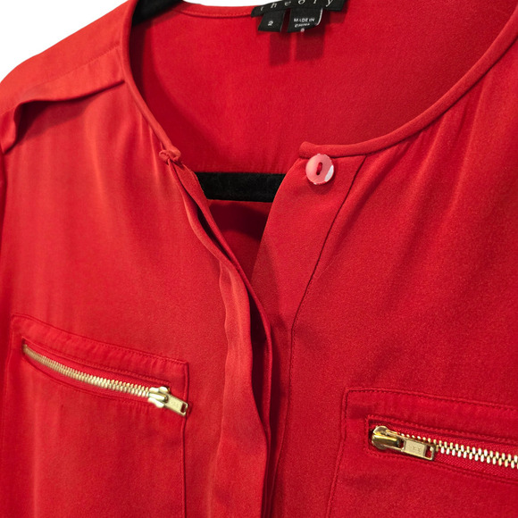 Theory Brunella stretch silk red dress size 2 - Picture 3 of 8